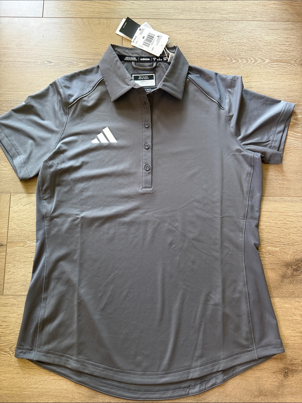 adidas Women's Short-Sleeve Gray Performance Polo